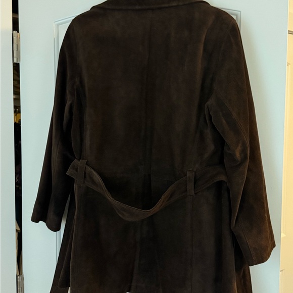 Real 100% Suede Chocolate Brown trench - Picture 2 of 5